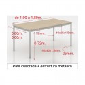 Mesa MADI-1800 patas cuadradas