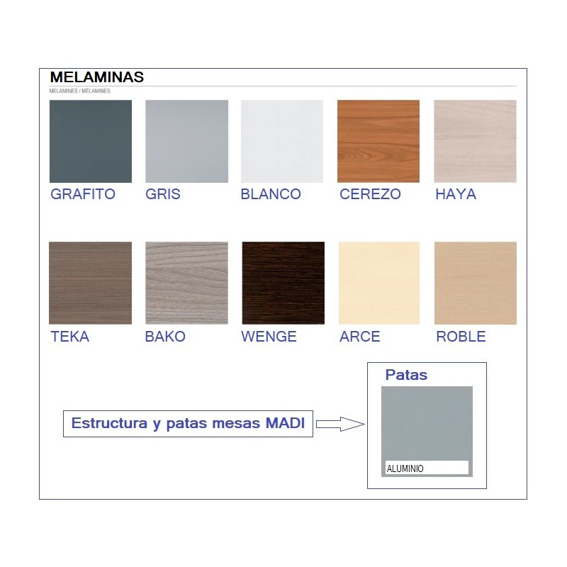 Mesa MADI-2000 x 600 patas cuadradas