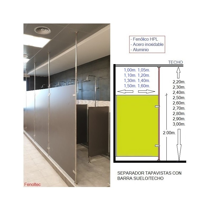 Separador con barra suelo/techo para duchas