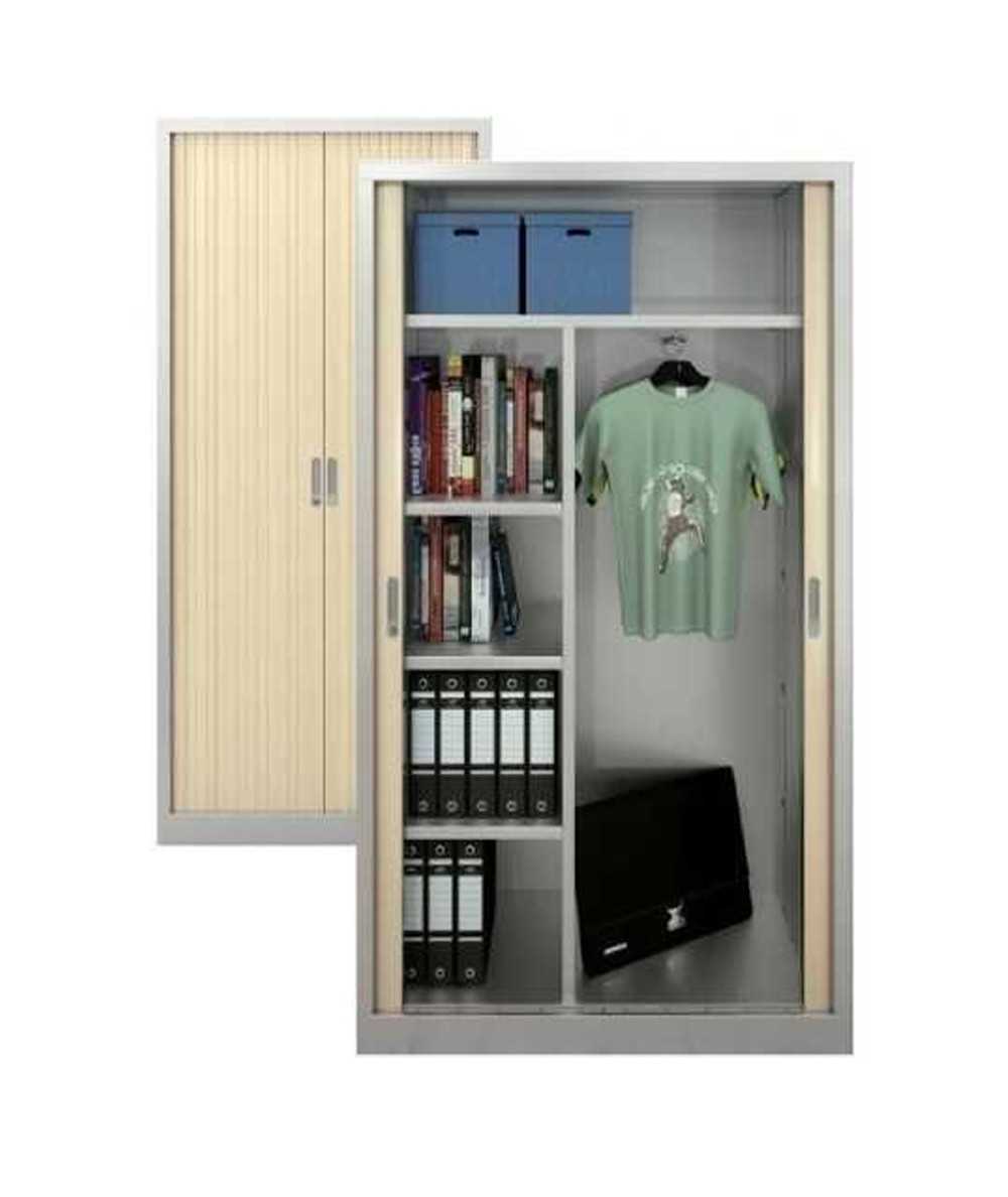 Armario para ropa plegable y portátil con puertas magnéticas y cinco  estantes blanco y marrón Homcom