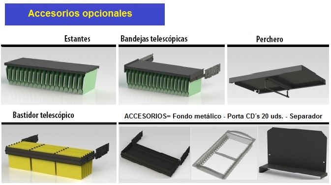 Accesorios opcionales para armarios de persianas.