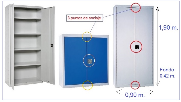 Armario metálico de puertas batientes, armarios soldados en oferta