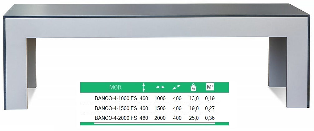 Banco de diseño fabricado enteramente en fenólico. Resistente, moderno y funcional.