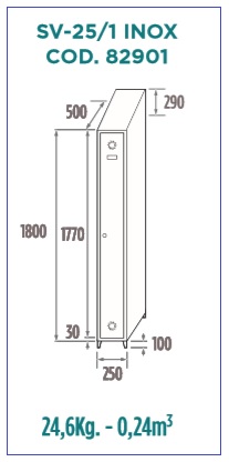 SV-25-1 Taquilla Inoxidable 1 puerta 1 cuerpo