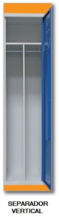 Separador vertical para separar ropa limpia y usada en taquillas de ancho de 40 cm.