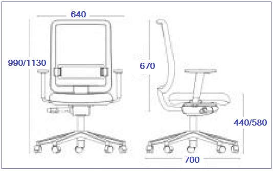 Silla BERN de malla y sus medidas.